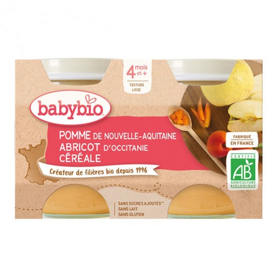 Babybio pomme abricot céréale dès 4 mois 2x130g Babybio pomme abricot céréale dès 4 mois 2x130g
