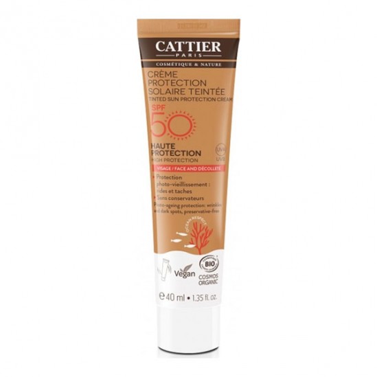Cattier crème protection solaire teintée spf50 40ml Cattier crème protection solaire teintée spf50 40ml