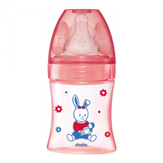 Dodie initiation+ biberon tétine 3vitesses débit 1 rose poupée 150ml Dodie initiation+ biberon tétine 3vitesses débit 1 rose poupée 150ml