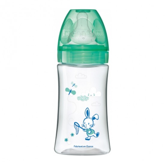 Dodie initiation+ biberon tétine 3vitesses débit 2 vert valentin 270ml Dodie initiation+ biberon tétine 3vitesses débit 2 vert valentin 270ml