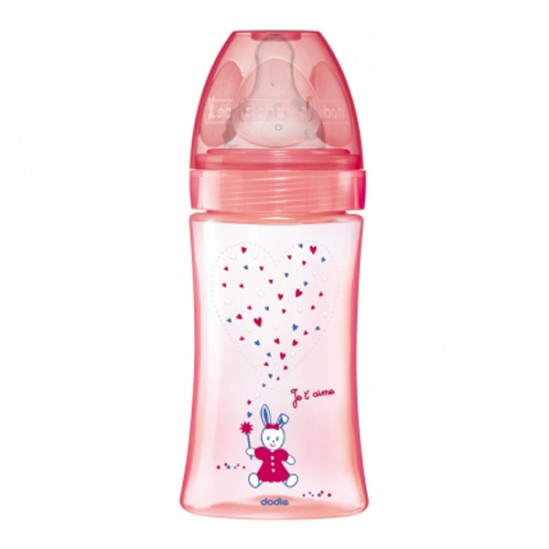 Dodie initiation+ biberon tétine 3vitesses débit 2 rose licorne 270ml Dodie initiation+ biberon tétine 3vitesses débit 2 rose licorne 270ml