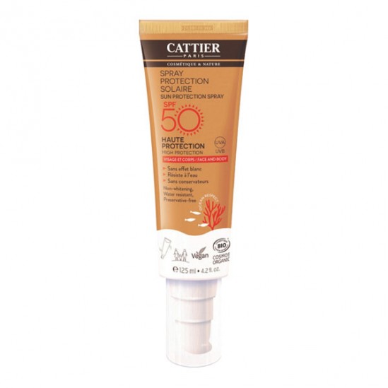 Cattier spray protection solaire spf50 visage et corps 125ml Cattier spray protection solaire spf50 visage et corps 125ml