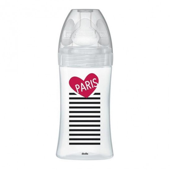 Dodie sensation+ biberon tétine plate débit 2verre 0-6mois paris 270ml Dodie sensation+ biberon tétine plate débit 2verre 0-6mois paris 270ml