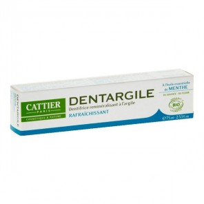 Cattier dentargile à l'huile essentielle de menthe bio 75ml