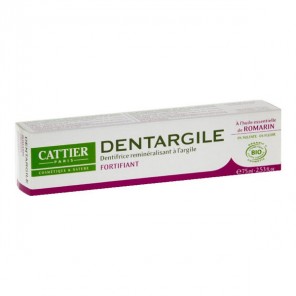Cattier dentargile à l'huile essentielle de romarin bio 75ml