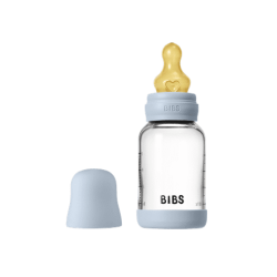 BIBS Biberon en verre 120 ml  Latex - Baby Blue
