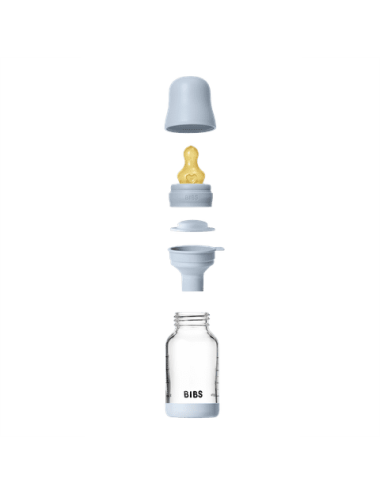 BIBS Biberon en verre 120 ml  Latex - Baby Blue