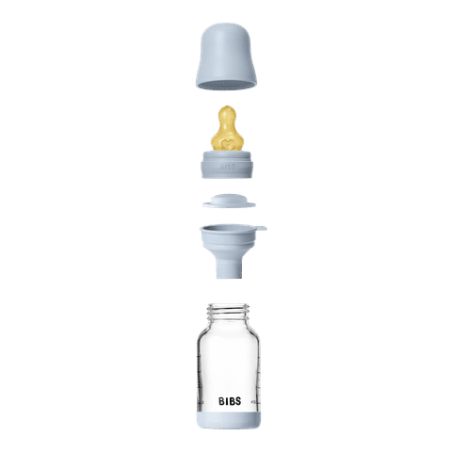 BIBS Biberon en verre 120 ml  Latex - Baby Blue