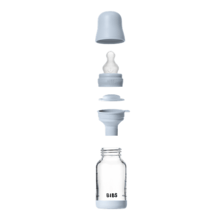 BIBS Biberon en verre 120 ml  Silicone- Baby Blue