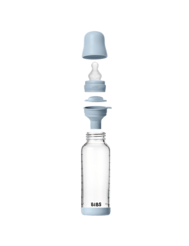 BIBS Biberon en verre 240 ml  Silicone- Baby Blue