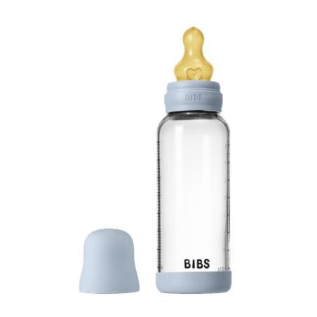 BIBS Biberon en verre 240 ml  Latex - Baby Blue