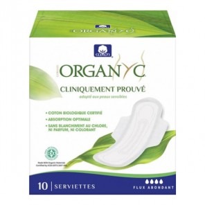 Organyc 10 serviettes coton bio flux abondant