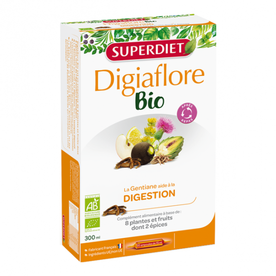 Superdiet Digiaflore bio tonique digestif 20 ampoules Superdiet Digiaflore bio tonique digestif 20 ampoules