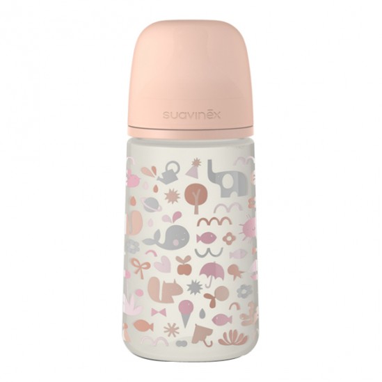 Suavinex biberon memories tétine symétrique SX pro débit moyen rose 270ml Suavinex biberon memories tétine symétrique SX pro débit moyen rose 270ml