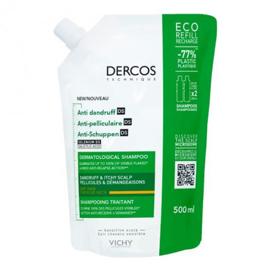Vichy Dercos eco-recharge shampooing anti-pelliculaire DS 500ml Vichy Dercos eco-recharge shampooing anti-pelliculaire DS 500ml