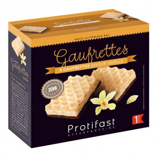 Protifast 8 gaufrettes saveur vanille 140gr Protifast 8 gaufrettes saveur vanille 140gr