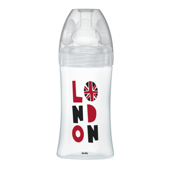 Dodie Sensation+ biberon verre 270ml tétine plate débit 2, 0-6mois, London Dodie Sensation+ biberon verre 270ml tétine plate débit 2, 0-6mois, London